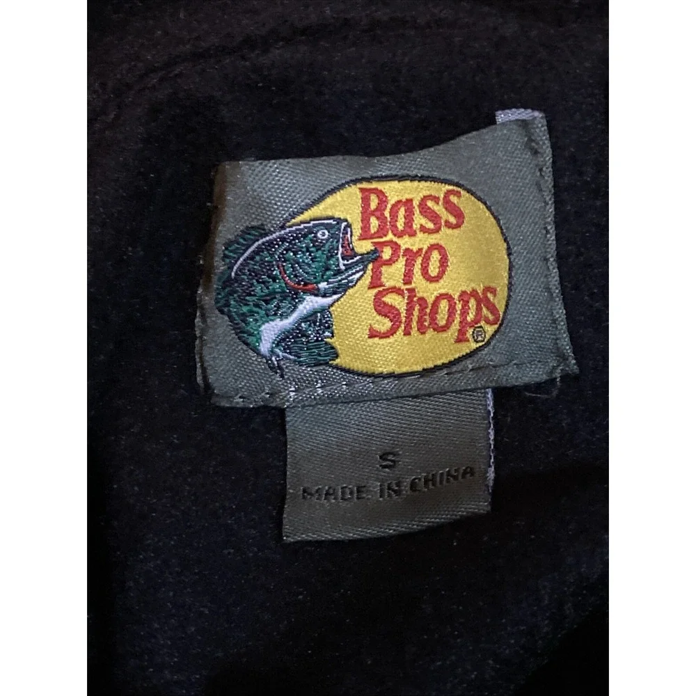 Bass‎ Pro Shops Mens Fleece Jacket Black Full Zip Outdoor Mock Neck Small
